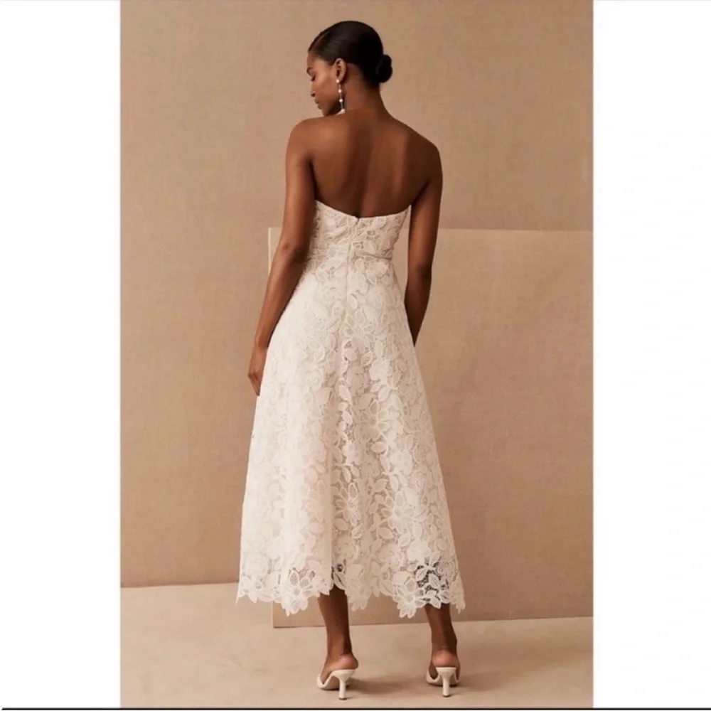 ANTHROPOLOGIE BHLDN Sachin & Babi Tate Midi Dress Floral Lace Strapless Size 2 - Picture 3 of 16